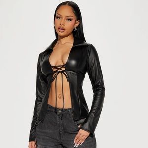 Fashion nova kill the lights lace up top